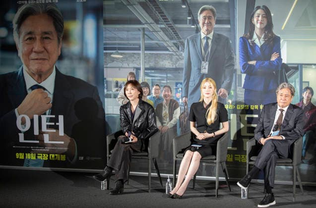Kim Do-Young, Han So-Hee and Choi Min-Sik, Aug 24, 2026 : (L-R) Director Kim Do-Young with cast members Han So-Hee and Choi Min-Sik during a press conference for South Korean movie Intern in Seoul, South Korea. The Korean remake of the Hollywood hit The Intern (2015) is set to open on September 16.  aflo_342657159