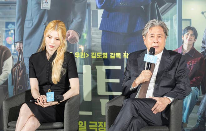 Han So-Hee and Choi Min-Sik, Aug 24, 2026 : Cast members Han So-Hee (L) and Choi Min-Sik during a press conference for South Korean movie Intern in Seoul, South Korea. The Korean remake of the Hollywood hit The Intern (2015) is set to open on September 16.  aflo_342657544