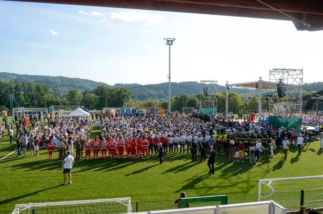 IPA87767578 - Amatrice: Memorial ceremony for the victims of the August 2016 earthquake; pictured: the Mass at the sports field  Copyright: xSTEFANOxCAROFEIx xSTEFANOxCAROFEIx xFOTOGRAMMAx 87767578