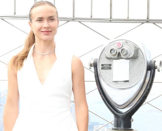 NEW YORK, NY - AUGUST 24: Elina Svitolina lights the Empire State Building in honor of Ukrainian Independence Day in partnership with the Consulate General of Ukraine on August 24, 2026 in in New York City. Copyright: xRWx