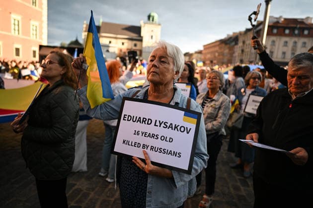 Ukrainian Independence day celebrations in Poland WARSAW, POLAND - AUGUST 24: Members of the Ukrainian diaspora and Poles participate in a demonstration celebrating the Ukrainian Independence day in Warsaw, Poland on August 24, 2026. Omar Marques Anadolu Warsaw Poland. Editorial use only. Please get in touch for any other usage.  Copyright: x2026xAnadoluxOmarxMarquesx