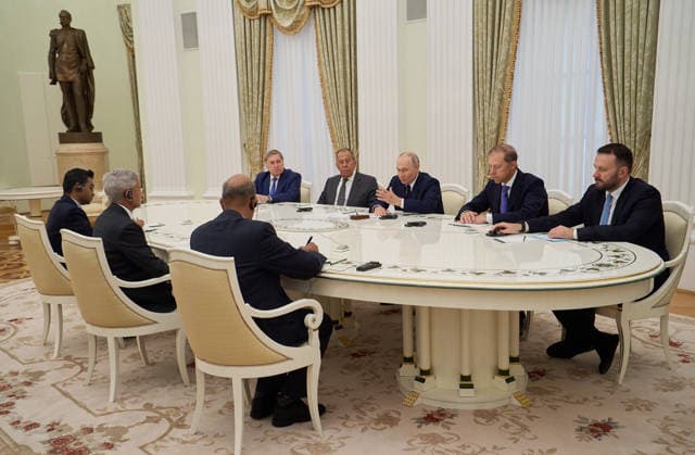 RECORD DATE NOT STATED EAM S Jaishankar calls on Russian President Vladimir Putin Moscow, Aug 24 (ANI): External Affairs Minister S Jaishankar calls on Russian President Vladimir Putin, in Moscow on Monday. (@DrSJaishankar X ANI Photo) Moscow Russia Copyright: xANIx ANI_20260824538