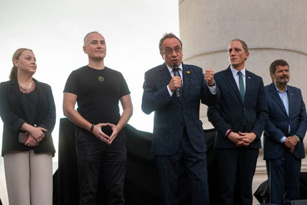 Josep Rull Closes the 35th Anniversary Celebration of Ukraine’s Independence in Barcelona The president of the Catalan Parliament, Josep Rull, during the closing ceremony of the 35th anniversary of Ukraine’s independence, on August 24, 2026, in Barcelona, Catalonia, Spain. Rull participated in the ceremony commemorating the 35th anniversary of Ukraine’s independence, which was proclaimed on August 24, 1991, following the dissolution of the Soviet Union. The event featured a set by Ukrainian DJs and an exhibition of Ukrainian artisan products. AUGUST 24, 2026 Lorena Sopê Barcelona, Catalonia Barcelona, Catalonia, Spain  Copyright: xLorenaxSopÃªnax 7730496