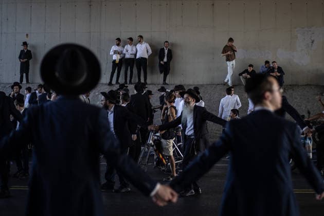 Haredi Jews protest mandatory military service in Bnei Brak BNEI BRAK, ISRAEL - AUGUST 24: Ultra-Orthodox Jews, known as Haredim, gather to protest mandatory military service, blocking one of the city s main roads in Bnei Brak near Tel Aviv, Israel on August 24, 2026. The protesters, wearing traditional black suits, white shirts and black hats, demonstrate against a government bill that proposes fines and other sanctions for those refusing military service. Mostafa Alkharouf Anadolu Bnei Brak Israel. Editorial use only. Please get in touch for any other usage.  Copyright: x2026xAnadoluxMostafaxAlkharoufx
