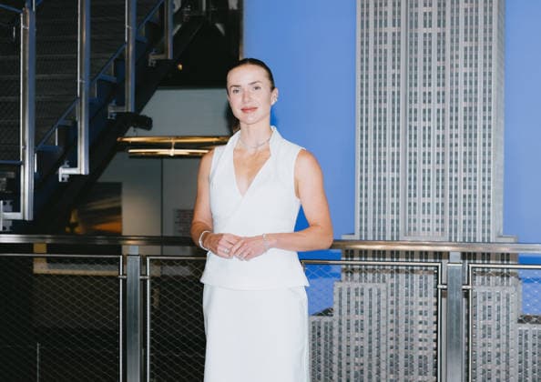 August 24, 2026, New York, Ny, United States: Elina Svitolina lights the Empire State Building in honor of Ukrainian Independence Day in partnership with the Consulate General of Ukraine in New York. Held at Empire State Building in New York. Dinara Khairova Zuma Press August 24, 2026. New York United States  - ZUMAp281 20260824_zea_p281_001 Copyright: xPhotoxImagexPressx