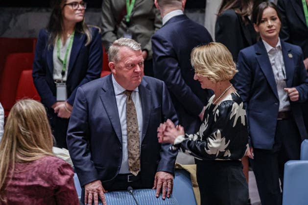 August 24, 2026, New York, New York, United States: LARS LOKKE RASMUSSEN, Minister for Foreign Affairs of Denmark, and DACE MELBARDE, Vice-Minister for Foreign Affairs of Latvia, in conversation ahead of the Security Council meeting on Sudan. Both are participating in the CouncilÃ¢â‚¬â ¢s high-level programme, which later turns to Ukraine with a briefing marking UkraineÃ¢â‚¬â ¢s Independence Day. New York United States  - ZUMAo116 20260824_znp_o116_002 Copyright: xBiancaxOterox