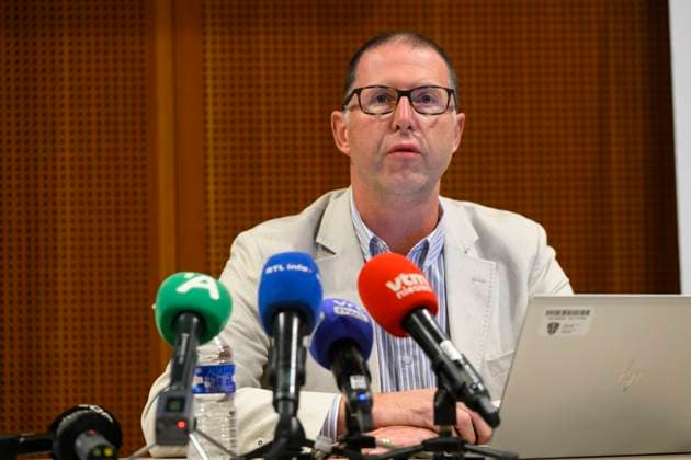 Child Body Found in Onhaye Press Conference NAMUR, BELGIUM - AUGUST 24: Etienne Gaublomme public prosecutor of Namur pictured during a press conference regarding the find of young boys dead body, named Timeo on August 24, 2026 in Namur, Belgium, 24 08 2026 Namur Belgium  Copyright: xPhilipxReynaersx