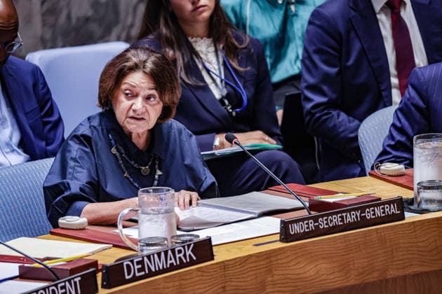 August 24, 2026, New York, New York, United States: ROSEMARY DICARLO, United Nations Under-Secretary-General for Political and Peacebuilding Affairs, briefs the Security Council on the situation in Sudan, addressing the continuing conflict, political developments and deteriorating security conditions, including ongoing violence and risks to civilians. New York United States - ZUMAo116 20260824_znp_o116_011 Copyright: xBiancaxOterox