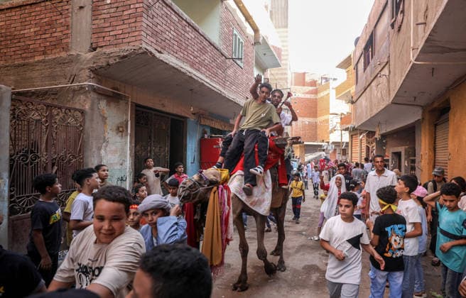 Mawlid al-Nabi in Egypt MONUFIA, EGYPT - AUGUST 24: Egyptians of all ages walk through the streets of Shama village in Monufia, Egypt, accompanied by camels and chanting hymns as part of a long-standing tradition marking Mawlid Night, on August 24, 2026. Mohamed Elshahed Anadolu Monufia Egypt. Editorial use only. Please get in touch for any other usage.  Copyright: x2026xAnadoluxMohamedxElshahedx