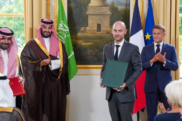 President of the Republic Emmanuel Macron and His Royal Highness Mohammed bin Salman bin Abdulaziz Al Saud, Crown Prince and Prime Minister of Saudi Arabia, strengthen the strategic partnership between the two countries at the Élysée Palace in Paris, France, on August 24, 2026. Anne Sophie Guebey, Bestimage, Paris, France  Copyright: xAnne-SophiexGuebeyx xBestimagexAnne-SophiexGuebeyx xBestimagex