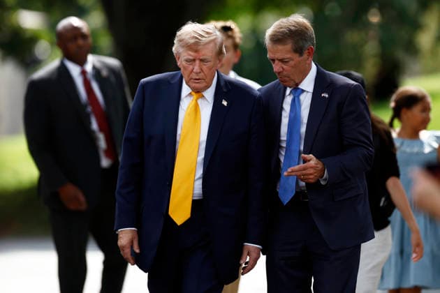 Trump Remarks at a School Choice Event at the White House United States President Donald J Trump (L) speaks with Governor Jim Pillen (Republican of Nebraska) (R) whilst walking to the construction site of a helipad on the South Lawn of the White House in Washington DC, USA, 24 August 2026. President Trump invited families and children of back-to-school event which he was hosting in the Rose Garden, to view the construction. Credit: Will Oliver Pool via CNP Washington District of Columbia United States of America EDITORIAL USE ONLY Copyright: xx WH-2408-019-6513895 WillxOliverx-xPoolxviaxCNPx cnpphotos339642