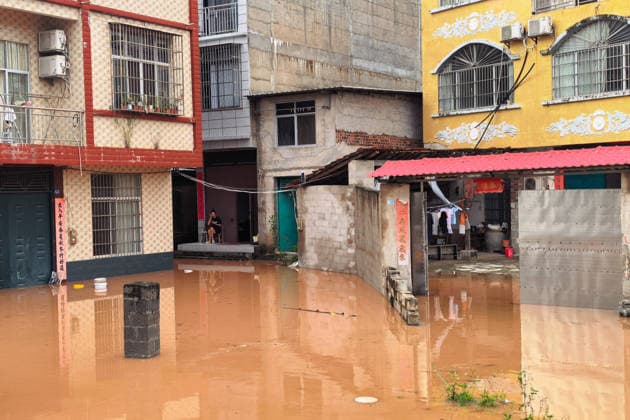 NINGMING, CHINA - AUGUST 24: Floodwaters submerge areas in Ningming County on August 24, 2026 in Ningming, Guangxi Zhuang Autonomous Region of China. Heavy rainfall brought by Typhoon Narra flooded the low-lying areas in south China s Guangxi Zhuang Autonomous Region.  Copyright: xChinaxNewsxServicex 111661873695
