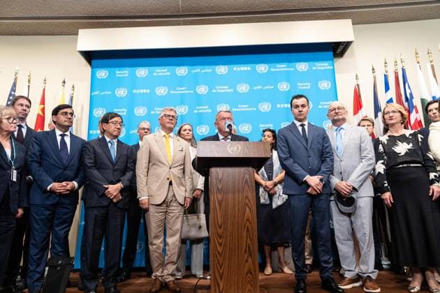 August 24, 2026, New York, New York, USA: Lars Lokke Rasmussen, Minister for Foreign Affairs of Denmark delivered statement on behalf of more than 50 countries condemning Russia for war against Ukraine and requesting immediate unconditional ceasefire on the Ukrainian Independence Day and ahead of Security Council meeting on Maintenance of peace and security of Ukraine at UN Headquarters in New York, NY on August 24, 2026. New York USA - ZUMAr339 20260824_znp_r339_028 Copyright: xLevxRadinx