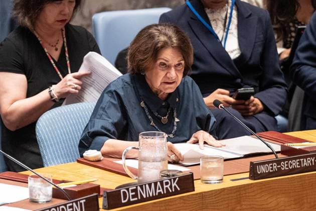 August 24, 2026, Bronx, New York, USA: Rosemary DiCarlo, Under-Secretary-General for Political and Peacebuilding Affairs speaks during Security Council meeting on the Ukrainian Independence Day at UN Headquarters in New York, NY on August 24, 2026. Bronx USA - ZUMAr339 20260824_znp_r339_042 Copyright: xLevxRadinx