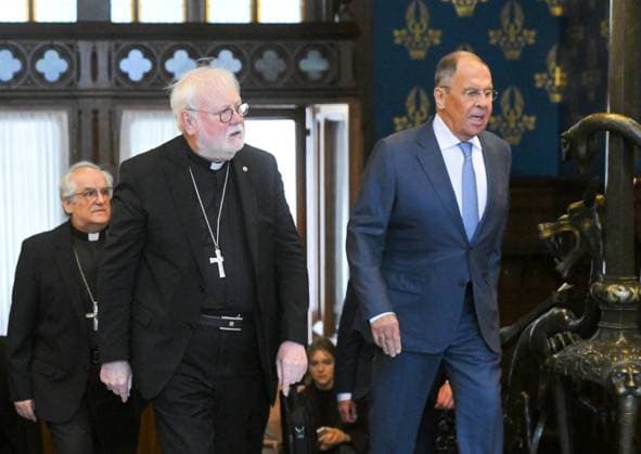 Russia Vatican 9228298 25.08.2026 Russian Foreign Minister Sergey Lavrov and Vatican s Secretary for Relations with States Paul Richard Gallagher, left, arrive to attend a meeting in Moscow, Russia. Sergey Guneev Sputnik Moscow Russia  Copyright: xSergeyxGuneevx