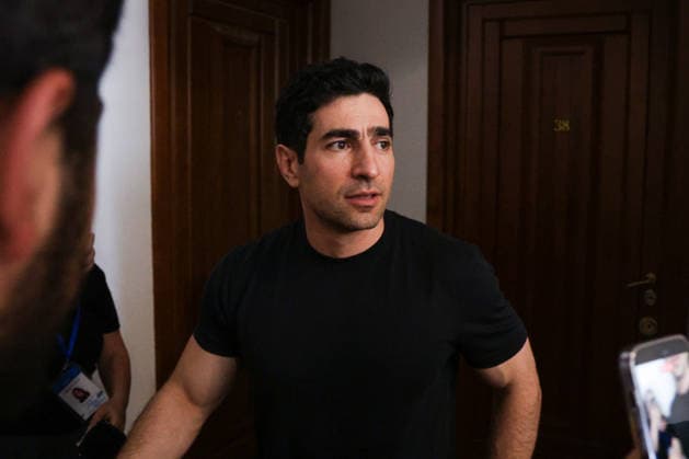 ARMENIA, YEREVAN - AUGUST 25, 2026: Levon Kocharyan, a member of the Armenia faction (Alliance Armenia) in the National Assembly of Armenia and son of former Armenian President Robert Kocharyan (1998-2008) is seen outside his apartment. The Armenian Anti-Corruption Committee accuses Robert Kocharyan of using his official position to acquire property at a price below its market value. Alexander Patrin TASS  96624809