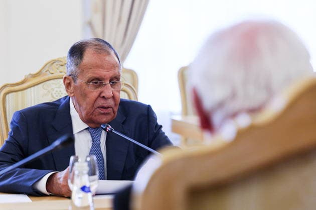 RUSSIA, MOSCOW - AUGUST 25, 2026: Russia s Foreign Minister Sergei Lavrov (L) and Archbishop Paul Richard Gallagher, Vatican s Secretary for Relations with States, hold talks at the Reception House of the Russian Foreign Ministry. Sergei Bulkin TASS  96625542