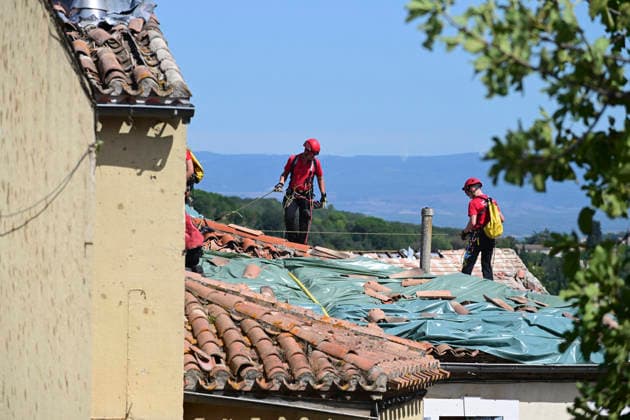 Tornado Aftermath - Pomas Damages are seen following a tornado that struck the Aude department on August 24, 2026, in Pomas, southwestern France on August 25, 2026, as the village takes stock of the destruction with 39 people injured, two of whom are in critical condition, and 300 homes affected according to the prefecture. Photo by Pascal Rodriguez ABACAPRESS.COM Pomas Aude France  Copyright: xRodriguezxPascal ABACAx