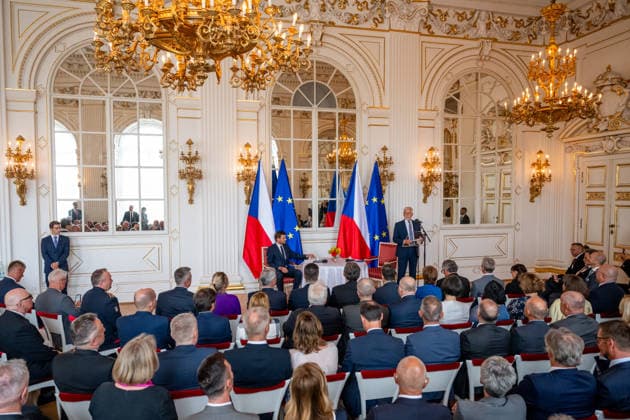 Czech President Petr Pavel speaks during his meeting with heads of Czech Republic s diplomatic missions abroad on August 25, 2026, at the Prague Castle, in Prague, Czech Republic. (CTKxPhoto OndrejxDeml) CTKPhotoP2026082504039  CTKPhotoP2026082504039