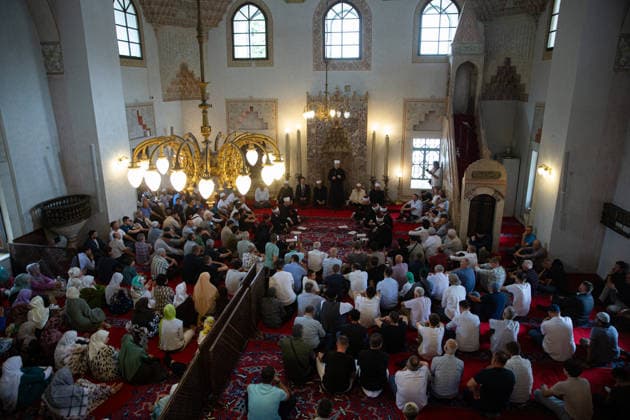 Mawlid al-Nabi in Sarajevo SARAJEVO, BOSNIA AND HERZEGOVINA - AUGUST 25: Muslims attend a Mawlid al-Nabi program at the historic Gazi Husrev-beg Mosque in Sarajevo, Bosnia and Herzegovina on August 25, 2026. Denis Zuberi Anadolu Sarajevo Bosnia and Herzegovina. Editorial use only. Please get in touch for any other usage.  Copyright: x2026xAnadoluxDenisxZuberix