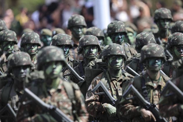 Soldier s Day ceremony in Brasilia BRASILIA, BRAZIL - AUGUST 25: A soldier of the Brazilian armed forces takes part in a Soldier s Day ceremony in Brasilia, Brazil on August 25, 2026. Mateus Bonomi Anadolu Brasilia Brazil. Editorial use only. Please get in touch for any other usage.  Copyright: x2026xAnadoluxMateusxBonomix
