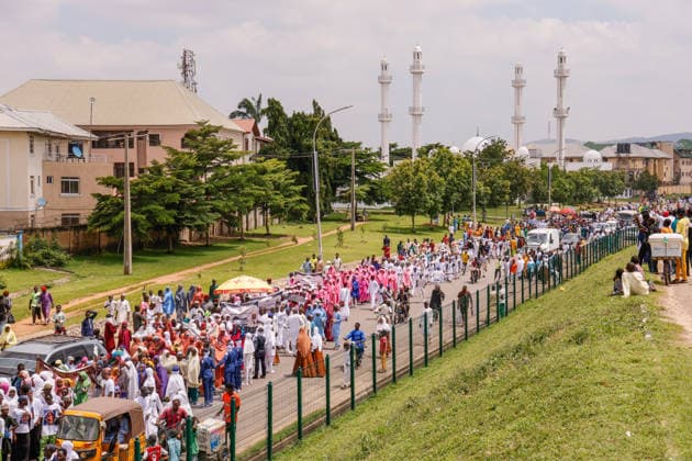 Mawlid al-Nabi in Nigeria ABUJA, NIGERIA - AUGUST 25: Hundreds of Muslims gathered to mark Mawlid al-Nabi, commemorating the birth of Prophet Muhammad in Abuja, Nigeria on August 25, 2026. Participants wearing colorful clothing, marched through the streets, waving, praying and chanting religious hymns. Emmanuel Osodi Anadolu Abuja Nigeria. Editorial use only. Please get in touch for any other usage.  Copyright: x2026xAnadoluxEmmanuelxOsodix