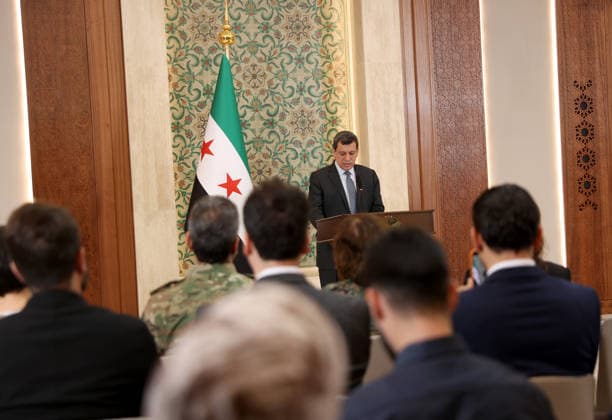 Syrian President Ahmed al-Sharaa meets Mazloum Abdi in Damascus DAMASCUS, SYRIA - AUGUST 25: Ferhat Abdi Sahin, also known as Mazloum Abdi makes statements to members of the press following the meeting with Syrian President Ahmed al-Sharaa at the People s Palace in Damascus, Syria on August 25, 2026. Izz Aldien Alqasem Anadolu Damascus Syria. Editorial use only. Please get in touch for any other usage.  Copyright: x2026xAnadoluxIzzxAldienxAlqasemx