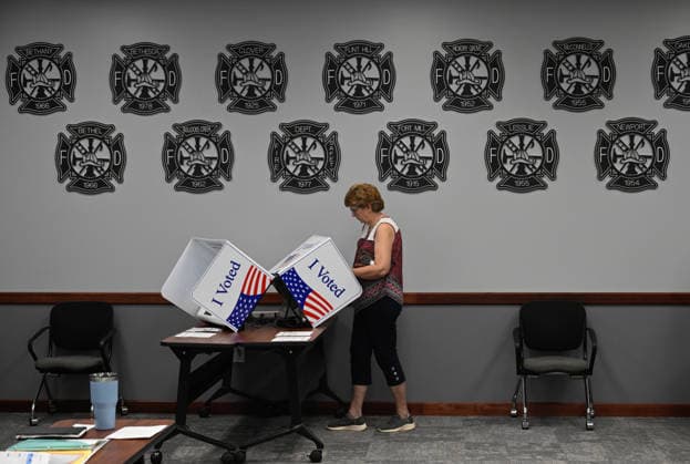 US voters head to polls in South Carolina YORK, USA - AUGUST 25: A US Voter heads to the polling stations as Senator Darline Graham and US Representative Ralph Norman fight for the US Senate Special Republican Party primary runoff in York SC, United States on August 25, 2026. Peter Zay Anadolu South Carolina United States. Editorial use only. Please get in touch for any other usage.  Copyright: x2026xAnadoluxPeterxZayx