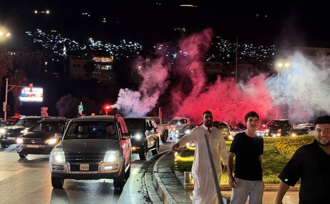 Celebrations held in Damascus following dissolution announcement DAMASCUS, SYRIA - AUGUST 25: People celebrate with their cars at Umayyad Square after Ferhat Abdi Sahin, code-named Mazlum Abdi, the ringleader of the SDF, announced the dissolution of the group s so-called autonomous administration and its affiliated military and civilian structures in Damascus, Syria, on August 25, 2026. Bakr Al Kasem Anadolu Damascus Syria. Editorial use only. Please get in touch for any other usage.  Copyright: x2026xAnadoluxBakrxAlxKasemx