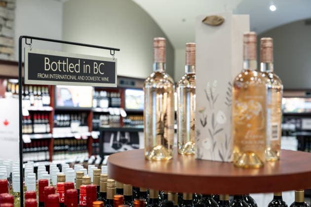 August 25, 2026, Vancouver, Bc, CANADA: Wine bottled in British Columbia is pictured at a B.C. Liquor store in Vancouver on Tuesday, Aug. 25, 2026. Vancouver CANADA  - ZUMAc35_ 20260825_zaf_c35_107 Copyright: xEthanxCairnsx