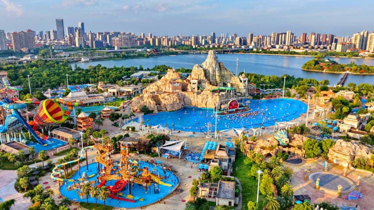 NANCHANG, CHINA - AUGUST 25: Visitors cool off in the water at Maya Water Park on August 25, 2026 in Nanchang, Jiangxi Province of China. The city experienced high temperatures as people sought relief at the venue.  Copyright: xVCGx 111662096889