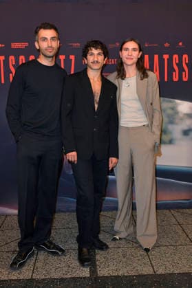 Jorgo Narjes, Faraz Shariat und Paulina Lorenz beim Special Screening des Kinofilms Staatsschutz im Kino International. Berlin, 25.08.2026