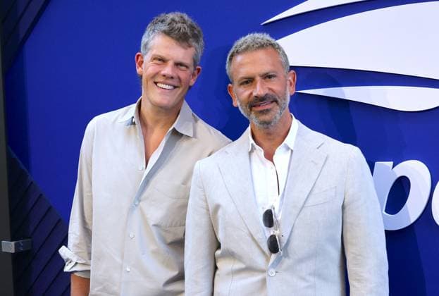 VIPs At US Open 2026 - NYC Wes Gordon and Paul Arnold arrive at the US Open for the Roger Federer special night in New York, NY on August 25, 2026. Photo by Charles Guerin ABACAPRESS.COM New York City NY United States  Copyright: xGuerinxCharles ABACAx