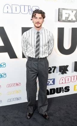 August 25, 2026, Bronx, New York, USA: Jack Innanen wearing suit, shirt and tie by Yves Saint Laurent attends premiere of Adults Season 2 by FX at Metrograph in New York, NY on August 25, 2026. Bronx USA - ZUMAr339 20260825_znp_r339_048 Copyright: xLevxRadinx