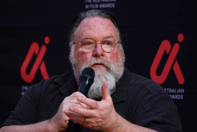 AI FILM AWARDS, Film maker and AI Creator Clayton Jacobson speaks during the inaugural Australian AI Film Awards at The Precinct in Brisbane, Queensland, Australia, Tuesday, August 25, 2026. ( NO ARCHIVING Brisbane Queensland Australia  Copyright: xx 20260826122960620693
