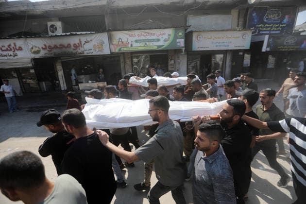 Palestinians Bury Three Killed in Israeli Strike in Jabalia Palestinians attend the funeral of three people at al-Shifa Hospital in Gaza City on August 26, 2026, after they were killed in an Israeli strike in Jabalia refugee camp, in the northern Gaza Strip. Photo by Bilal Osama apaimages Gaza city Gaza Strip Palestinian Territory 260826_Gaza_BO_00(32) Copyright: xapaimagesxBilalxOsamax xapaimagesx