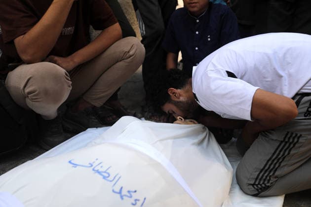 Palestinians Bury Three Killed in Israeli Strike in Jabalia Palestinians attend the funeral of three people at al-Shifa Hospital in Gaza City on August 26, 2026, after they were killed in an Israeli strike in Jabalia refugee camp, in the northern Gaza Strip. Photo by Bilal Osama apaimages Gaza city Gaza Strip Palestinian Territory 260826_Gaza_BO_00(4) Copyright: xapaimagesxBilalxOsamax xapaimagesx