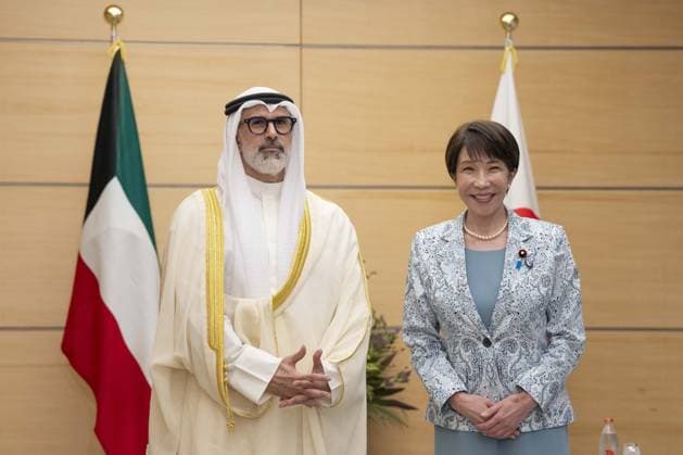 Kuwaiti Foreign Minister Al-Sabah in Japan TOKYO, JAPAN - AUGUST 26: (----EDITORIAL USE ONLY - MANDATORY CREDIT - YUICHI YAMAZAKI POOL AFP - NO MARKETING NO ADVERTISING CAMPAIGNS - DISTRIBUTED AS A SERVICE TO CLIENTS----) Japan s Prime Minister Sanae Takaichi (R) and Kuwaiti Foreign Minister Sheikh Jarrah Jaber Al-Ahmad Al-Sabah pose during a meeting at the Prime Minister s Office in Tokyo, Japan on August 26, 2026. Yuichi YAMAZAKI POOL AFP Anadolu Tokyo Japan. Editorial use only. Please get in touch for any other usage.  Copyright: x2026xAnadoluxYuichixYAMAZAKIx xPOOLx xAFPx