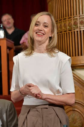 Judith Richter bei der Jahrespressekonferenz zur Spielzeit 2026 27 im Schlosspark Theater. Berlin, 26.08.2026