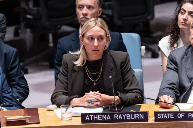 August 26, 2026, Bronx, New York, USA: Athena Rayburn, Executive Director of the Association of International Development Agencies (AIDA) participates at monthly Security Council meeting on Middle East including Palestinian question at UN Headquarters in New York, NY on August 26, 2026. Bronx USA - ZUMAr339 20260826_znp_r339_014 Copyright: xLevxRadinx