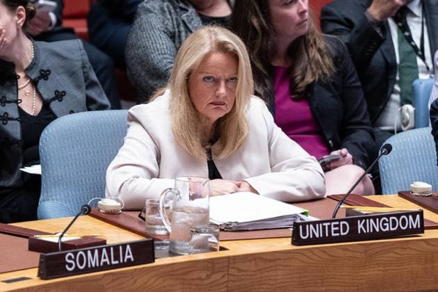 August 26, 2026, Bronx, New York, USA: Ambassador, Dame Sarah MacIntosh of United Kingdom participates at monthly Security Council meeting on Middle East including Palestinian question at UN Headquarters in New York, NY on August 26, 2026. Bronx USA - ZUMAr339 20260826_znp_r339_018 Copyright: xLevxRadinx