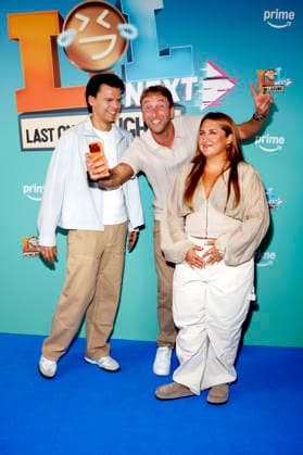 Paul Luca Fischer, Freshtorge und Selfiesandra bei der Premiere der Prime Video Comedy-Gameshow LOL Next im AchtBerlin. Berlin, 26.08.2026