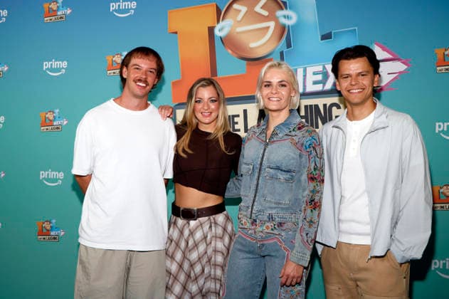 Adrian Vogt alias Aditotoro, Laura Larsson, Hazel Brugger und Paul Luca Fischer bei der Premiere der Prime Video Comedy-Gameshow LOL Next im AchtBerlin. Berlin, 26.08.2026