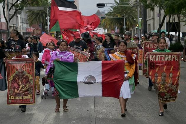 Families march in Mexico City ahead of 12th anniversary of Ayotzinapa disappearances MEXICO CITY, MEXICO AUGUST 26, 2026: Relatives of the 43 missing students from the Ayotzinapa Rural Teachers™ College, joined by students and activists, march from the Angel of Independence toward the Hemiciclo a Benito Juarez in Mexico City on August 26, 2026. The demonstration, held as part of the 143 Accion Global por Ayotzinapa y MÃ xico, took place one month before the 12th anniversary of the disappearance of the 43 students in Guerrero in September 2014. Ciudad de MÃ xico Mexico Copyright: x xAlbertoxRoax xJNAxPressx