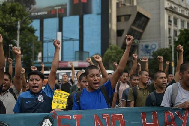 Families march in Mexico City ahead of 12th anniversary of Ayotzinapa disappearances MEXICO CITY, MEXICO AUGUST 26, 2026: Relatives of the 43 missing students from the Ayotzinapa Rural Teachers™ College, joined by students and activists, march from the Angel of Independence toward the Hemiciclo a Benito Juarez in Mexico City on August 26, 2026. The demonstration, held as part of the 143 Accion Global por Ayotzinapa y MÃ xico, took place one month before the 12th anniversary of the disappearance of the 43 students in Guerrero in September 2014. Ciudad de MÃ xico Mexico Copyright: x xAlbertoxRoax xJNAxPressx