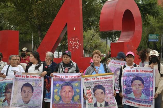 Families march in Mexico City ahead of 12th anniversary of Ayotzinapa disappearances MEXICO CITY, MEXICO AUGUST 26, 2026: Relatives of the 43 missing students from the Ayotzinapa Rural Teachers™ College, joined by students and activists, march from the Angel of Independence toward the Hemiciclo a Benito Juarez in Mexico City on August 26, 2026. The demonstration, held as part of the 143 Accion Global por Ayotzinapa y MÃ xico, took place one month before the 12th anniversary of the disappearance of the 43 students in Guerrero in September 2014. Ciudad de MÃ xico Mexico Copyright: x xAlbertoxRoax xJNAxPressx