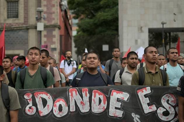 Families march in Mexico City ahead of 12th anniversary of Ayotzinapa disappearances MEXICO CITY, MEXICO AUGUST 26, 2026: Relatives of the 43 missing students from the Ayotzinapa Rural Teachers™ College, joined by students and activists, march from the Angel of Independence toward the Hemiciclo a Benito Juarez in Mexico City on August 26, 2026. The demonstration, held as part of the 143 Accion Global por Ayotzinapa y MÃ xico, took place one month before the 12th anniversary of the disappearance of the 43 students in Guerrero in September 2014. Ciudad de MÃ xico Mexico Copyright: x xAlbertoxRoax xJNAxPressx
