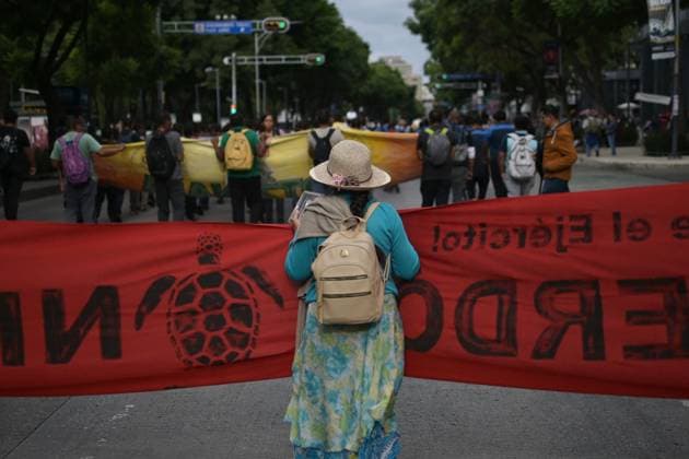 Families march in Mexico City ahead of 12th anniversary of Ayotzinapa disappearances MEXICO CITY, MEXICO AUGUST 26, 2026: Relatives of the 43 missing students from the Ayotzinapa Rural Teachers™ College, joined by students and activists, march from the Angel of Independence toward the Hemiciclo a Benito Juarez in Mexico City on August 26, 2026. The demonstration, held as part of the 143 Accion Global por Ayotzinapa y MÃ xico, took place one month before the 12th anniversary of the disappearance of the 43 students in Guerrero in September 2014. Ciudad de MÃ xico Mexico Copyright: x xAlbertoxRoax xJNAxPressx