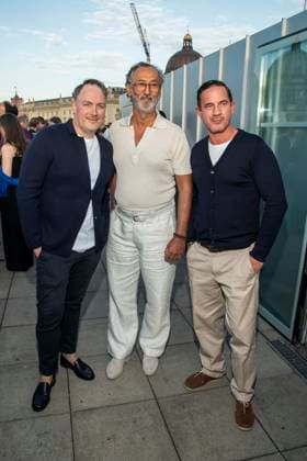 ABB FILMNACHT- Martin Stange, Ercan Durmaz und Soenke Moehring zu Gast beim Eroeffnungsempfang zu den UFA Filmnaechten 2026 auf der Dachterrasse der Bertelsmann Repraesentanz am 26.AUGUST 2026 in Berlin Berlin Deutschland
