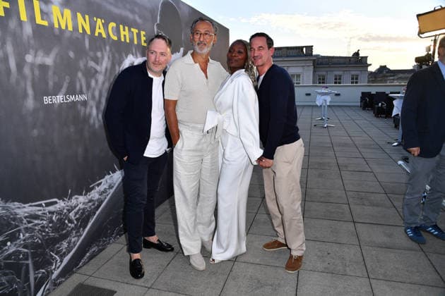 Martin Stange, Martin Stange, Nikeata Thompson und Soenke Moehring Eröffnungsempfang der UFA Filmnächte 2026 Dachterrasse der Bertelsmann Repräsentanz Berlin 26. August 2026